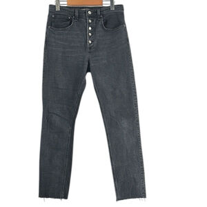 Aritzia Denim Forum jeans yoko highrise slim button fly frayed hem sz 30
